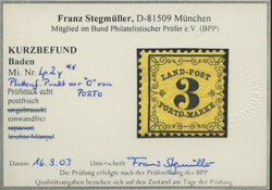 3 Kr. Landpost 1862, dickes Papier, postfrisches Kabinettstück mit ...